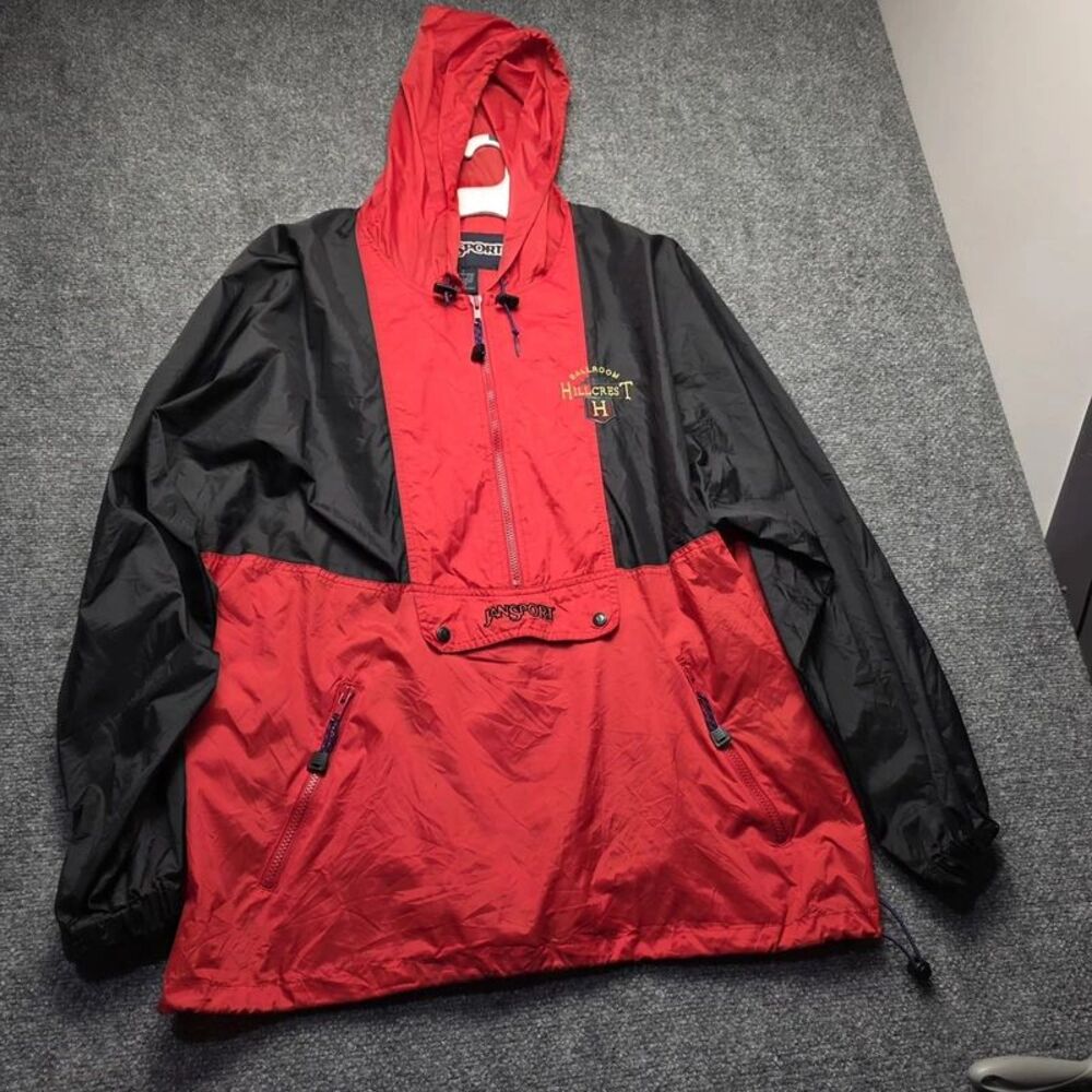 JanSport Windbreaker Jacket Large Red Black